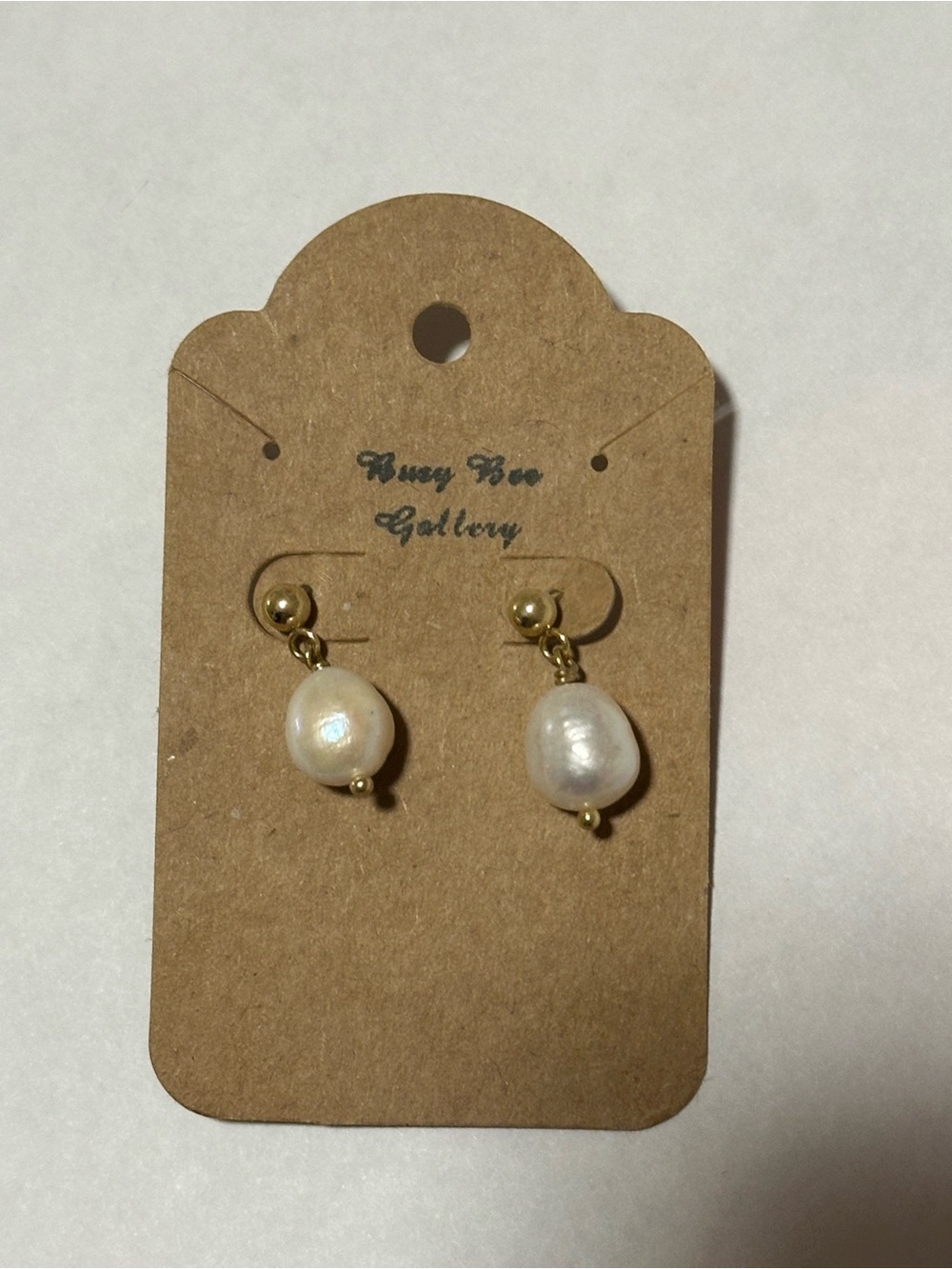 Freshwater Pearl Drop Earrings - Gold and White